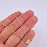 Cadena Aro Seguido Dije Corazón Diamantado 1.4g / 18 in / 1mm Oro Amarillo 18K