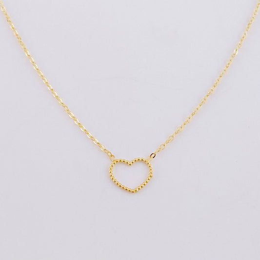 Cadena Aro Seguido Dije Silueta Corazón 1.25g / 18 in / 1mm Oro Amarillo 18K