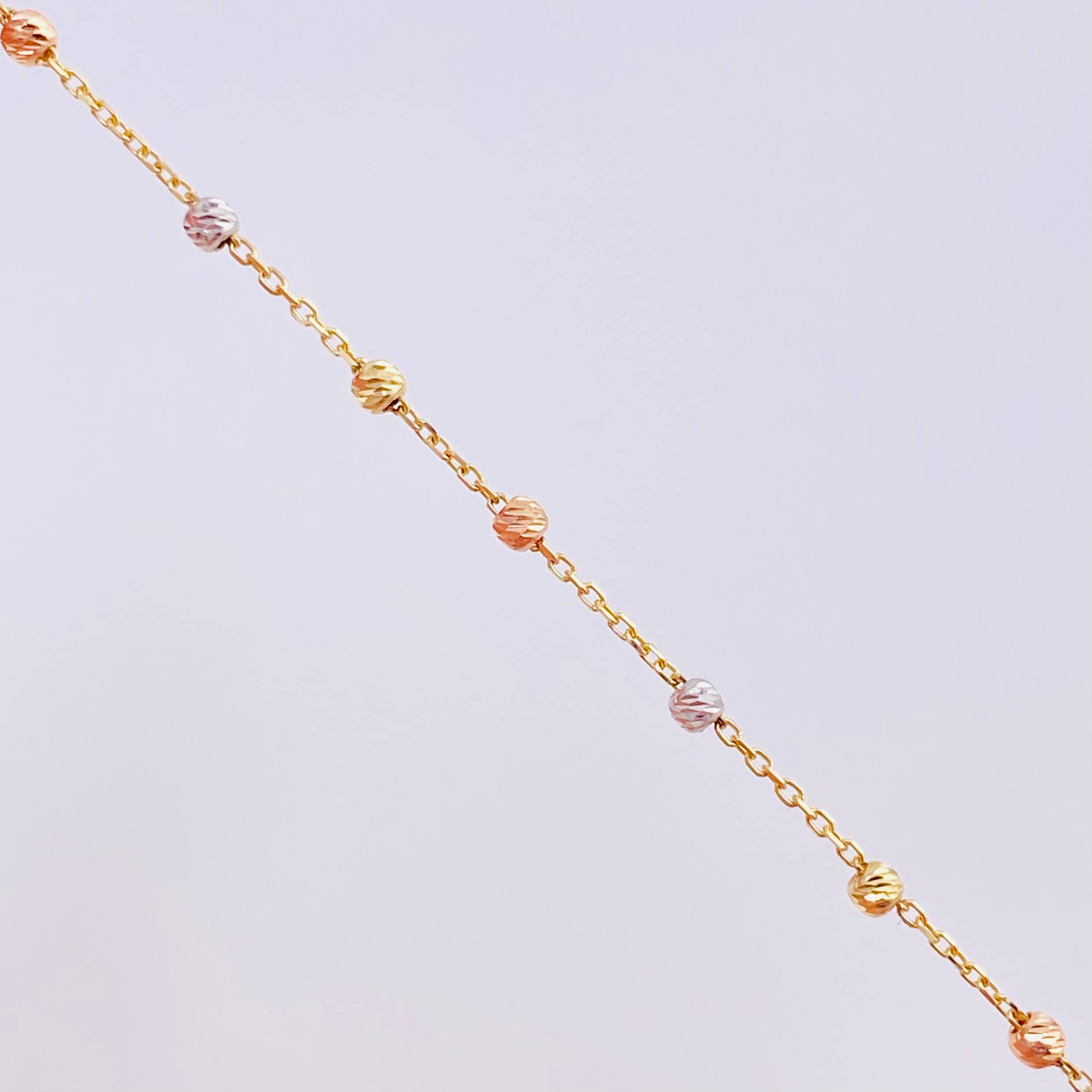 Bracelet Denario Miraculous Virgin 1.55g / 7 1/2 in / 1.9mm Three Golds 18K