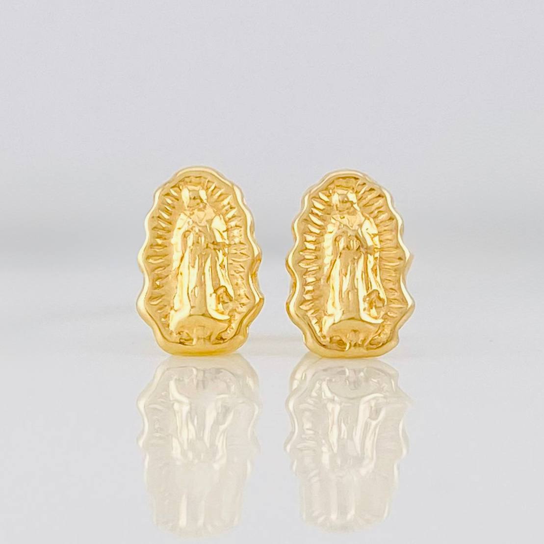 Stud Earrings Virgen de Guadalupe 0.85g / in / 10.3mm Yellow Gold 18K