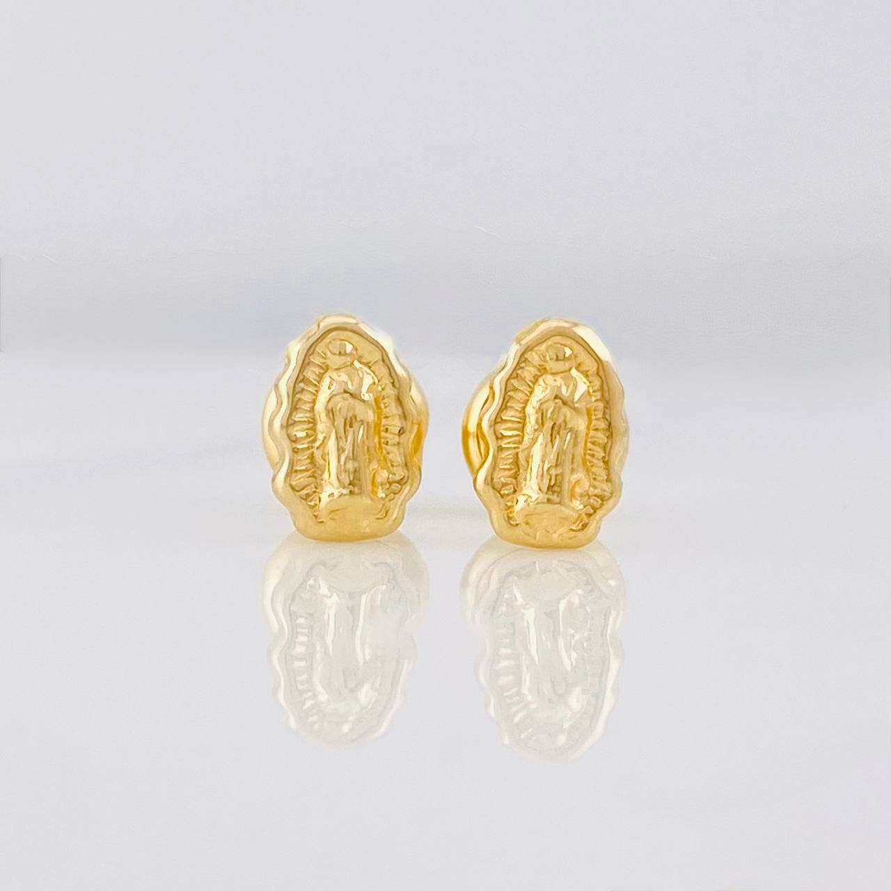 Stud Earrings Virgen de Guadalupe 0.65g / in / 7.4mm Yellow Gold 18K