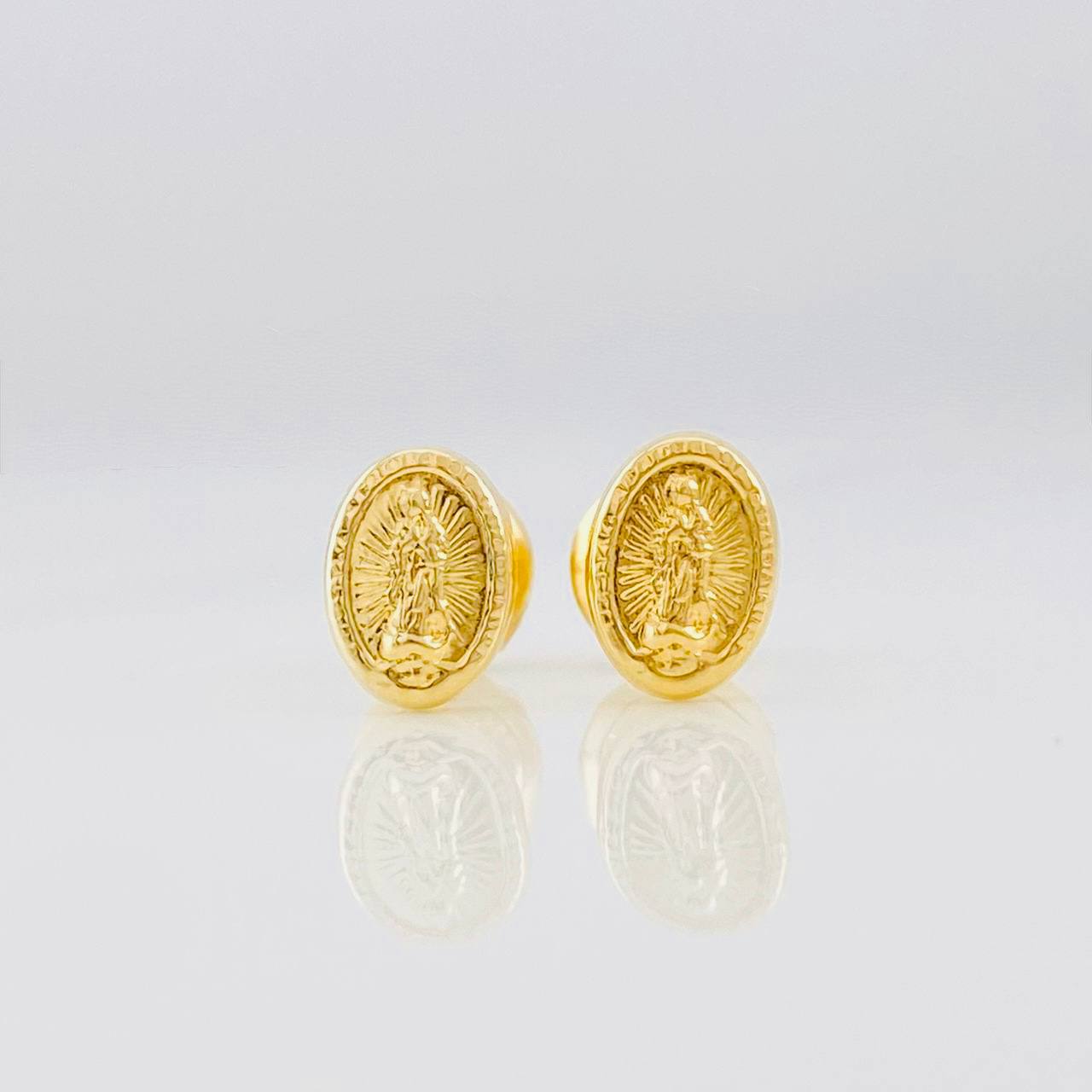 Stud Earrings Virgen de Guadalupe 0.65g / in / 7.2mm Yellow Gold 18K