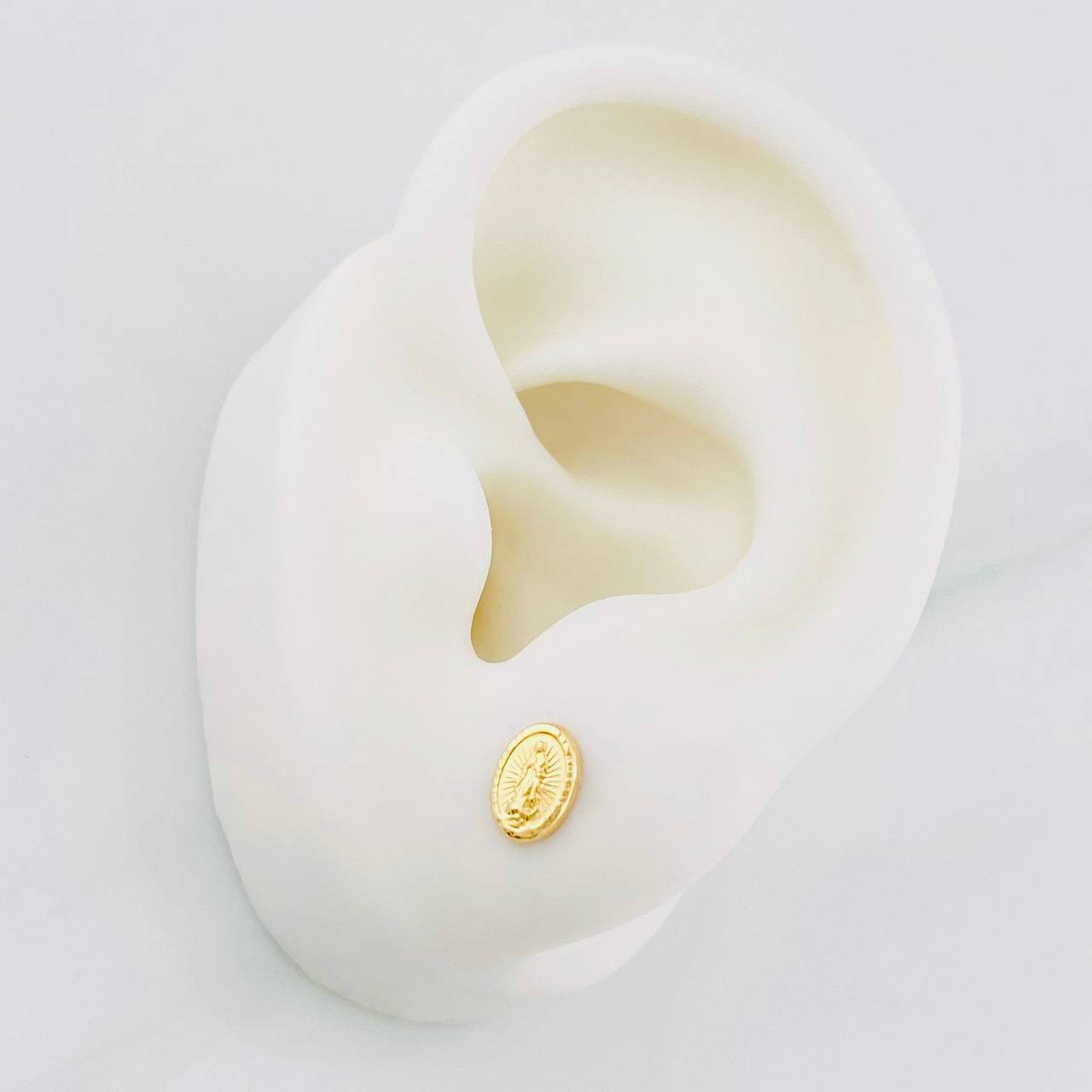 Stud Earrings Virgen de Guadalupe 0.65g / in / 7.2mm Yellow Gold 18K