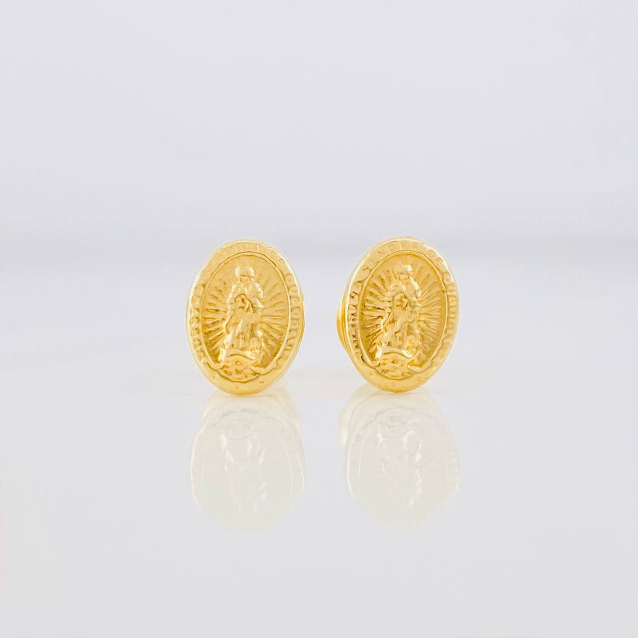 Stud Earrings Virgen de Guadalupe 0.75g / in / 8.2mm Yellow Gold 18K
