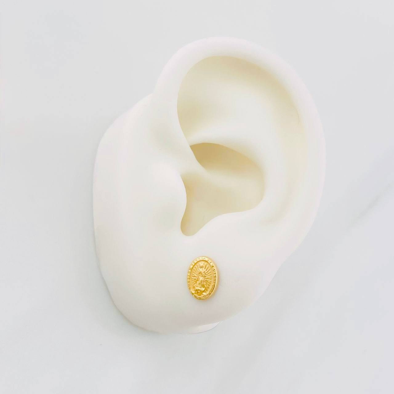 Stud Earrings Virgen de Guadalupe 0.75g / in / 8.2mm Yellow Gold 18K