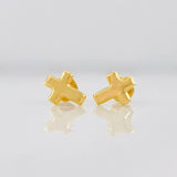 Stud Earrings Cross 0.6g / in / 9mm Yellow Gold 18K