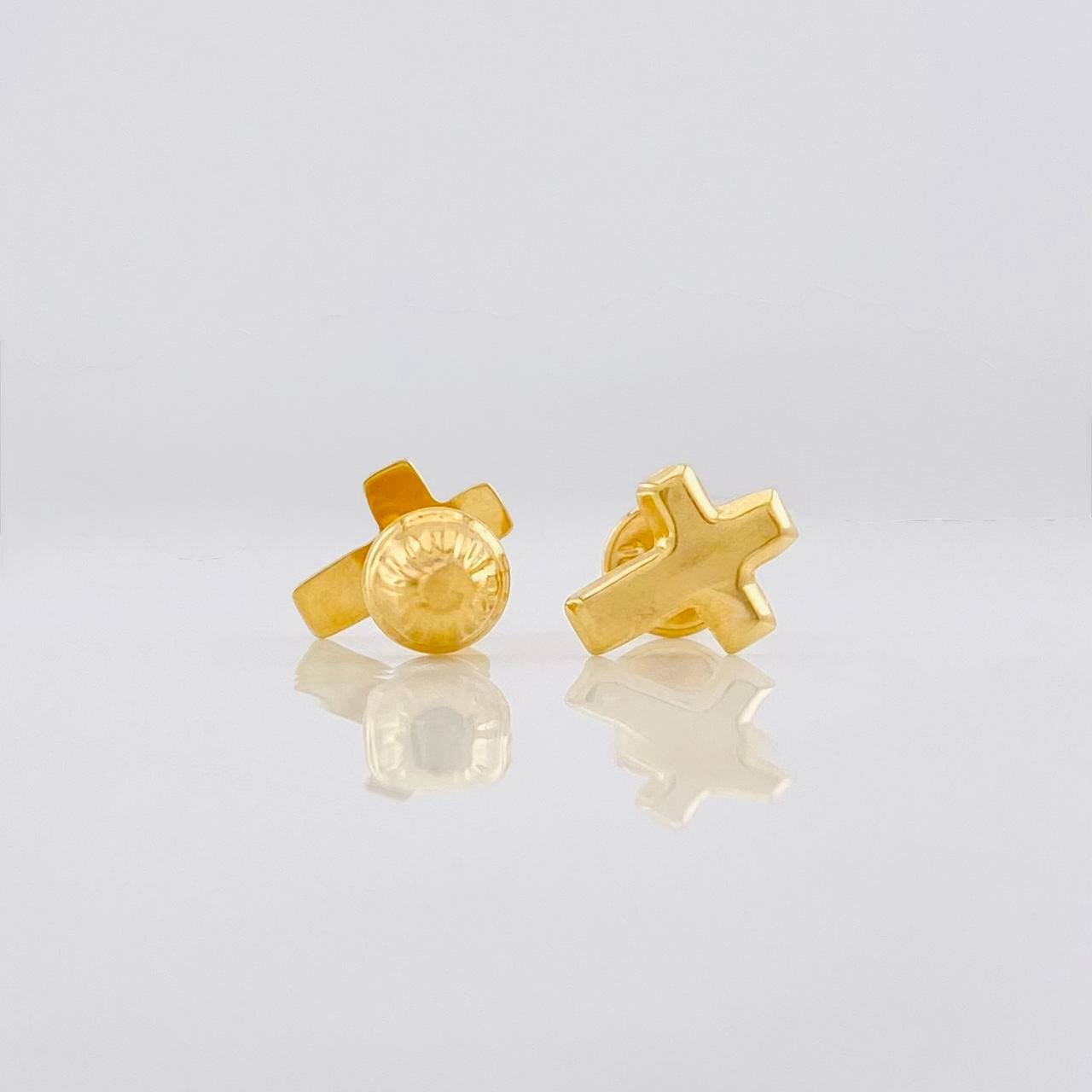 Stud Earrings Cross 0.6g / in / 9mm Yellow Gold 18K