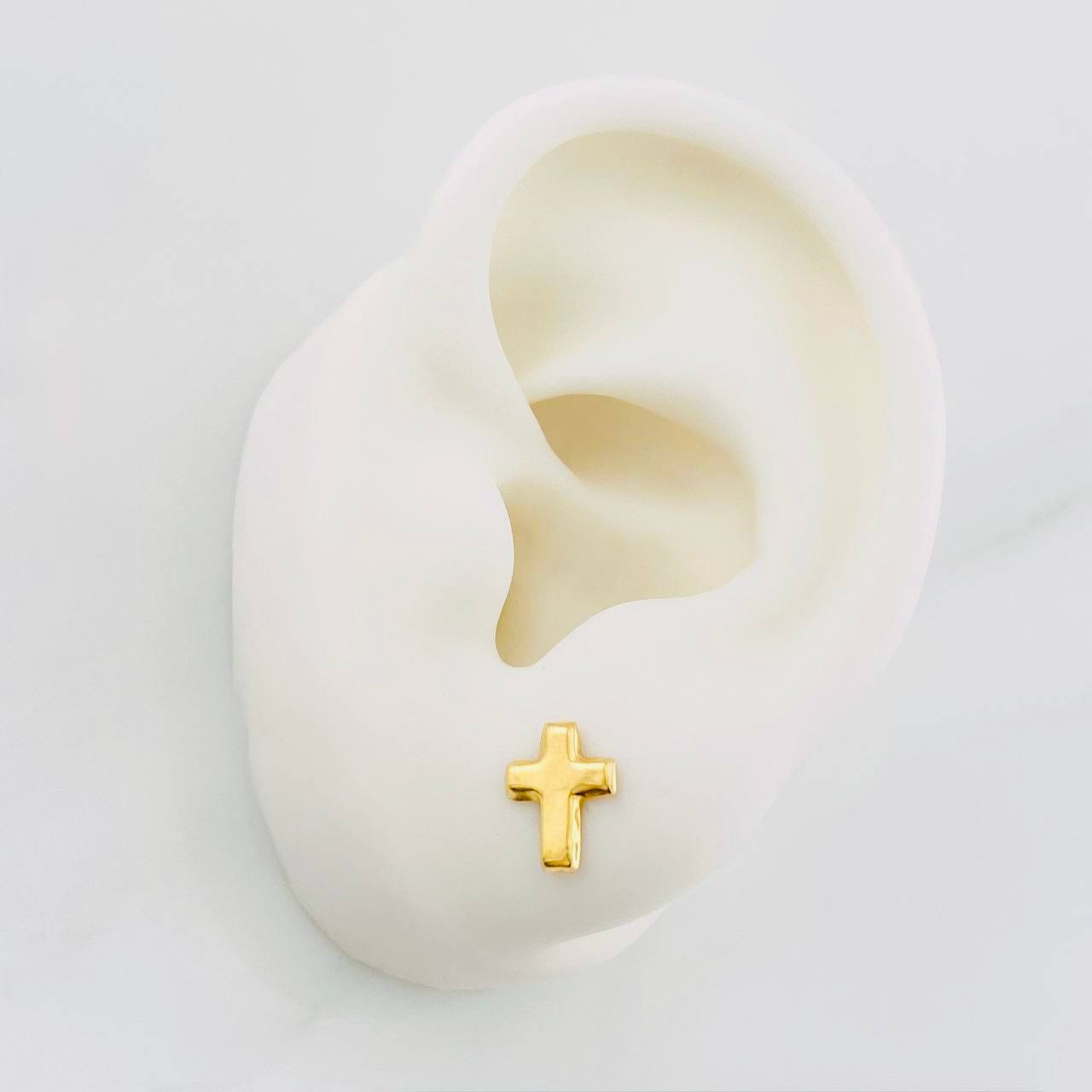 Stud Earrings Cross 0.6g / in / 9mm Yellow Gold 18K