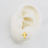 Stud Earrings Cross 0.6g / in / 9mm Yellow Gold 18K