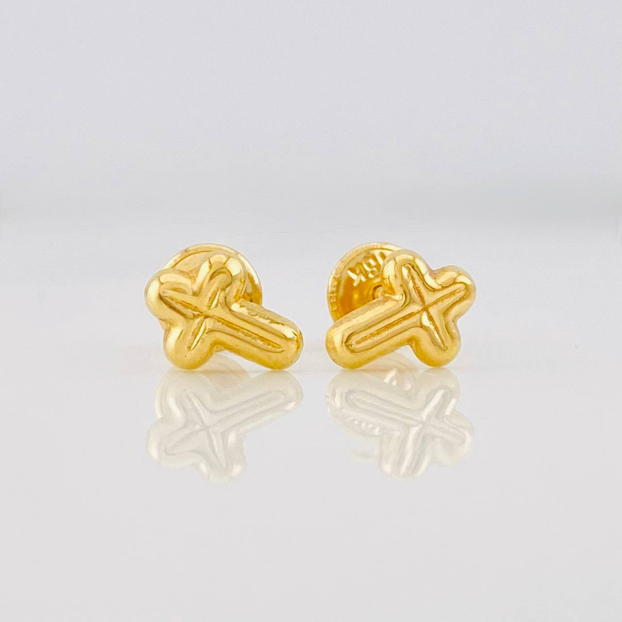 Stud Earrings Cross 0.55g / in / 8mm Yellow Gold 18K