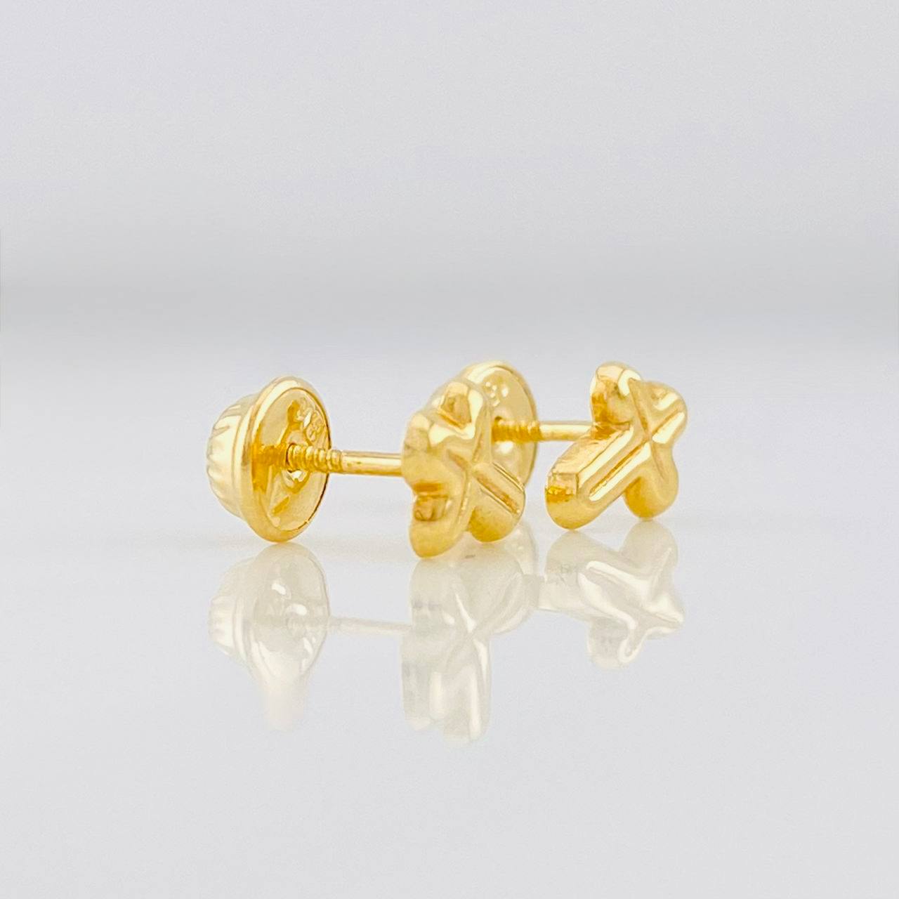 Stud Earrings Cross 0.55g / in / 8mm Yellow Gold 18K