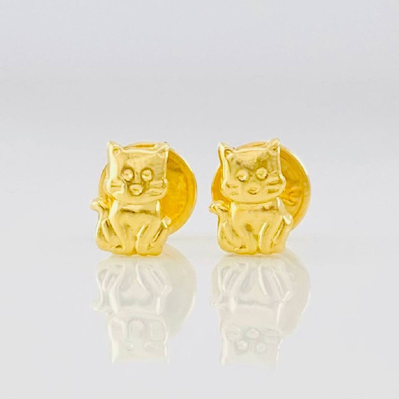 Stud Earrings Cat 0.5g / in / 6.2mm Yellow Gold 18K