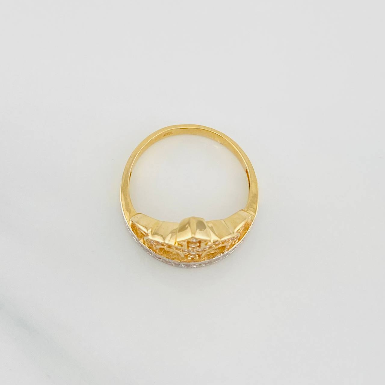 Crown Ring 3.7g / T6 1/2 Two-Tone Yellow White Gold 18K