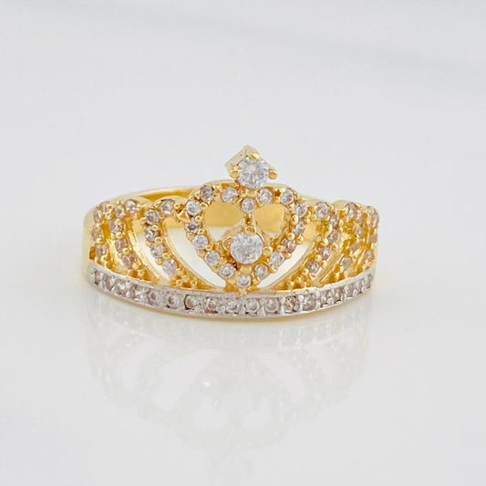 Anillo Corona 3.3g / T6 3/4 Dos Oros Amarillo Blanco 18K