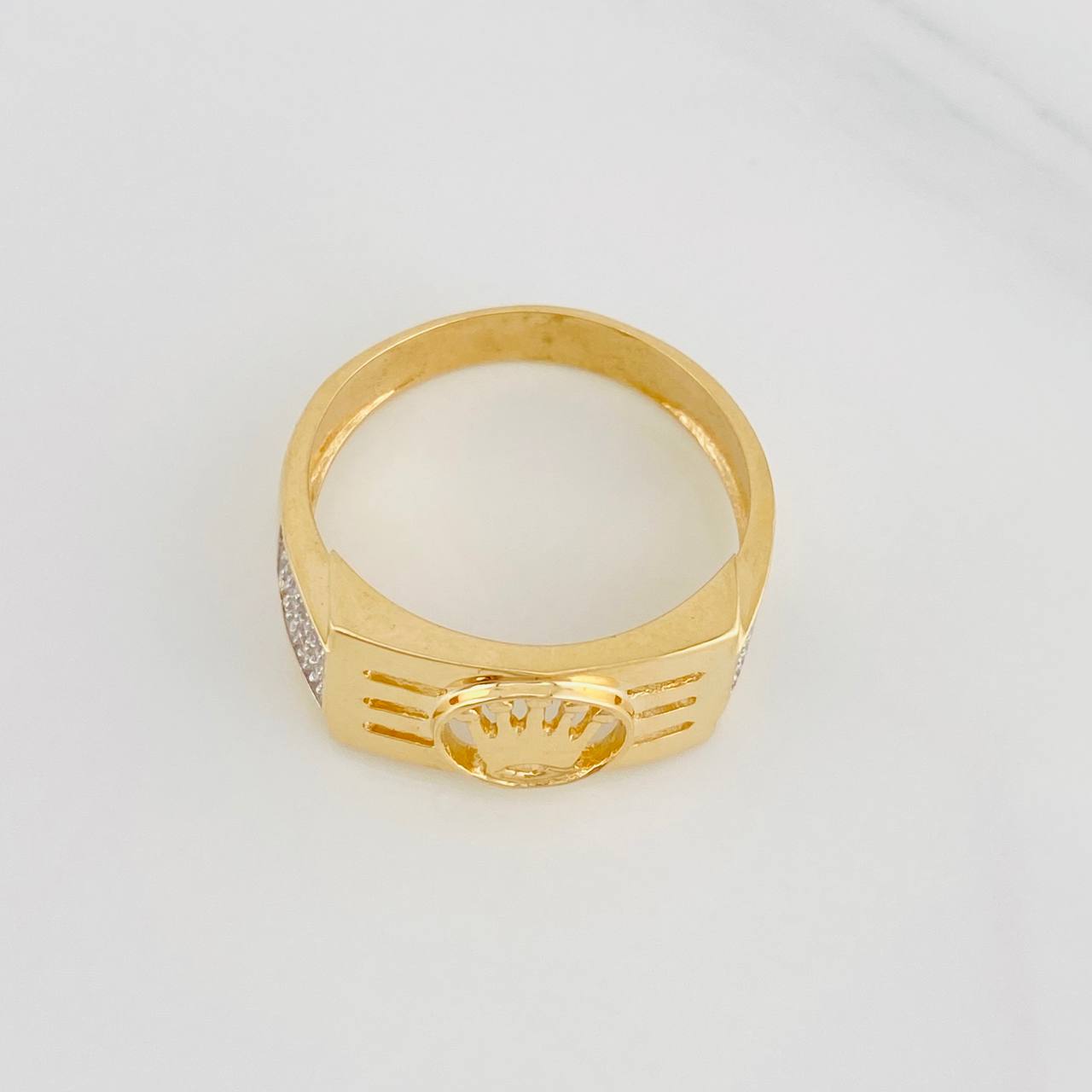 Anillo Corona 5.25g / T10 Dos Oros Amarillo Blanco 18K