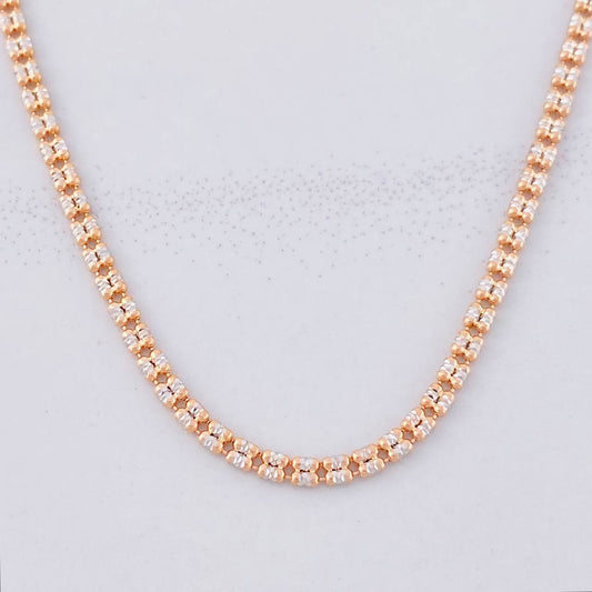Cadena Ice 8.1g / 24 in / 2.4mm Dos Oros Blanco Rosa 18K