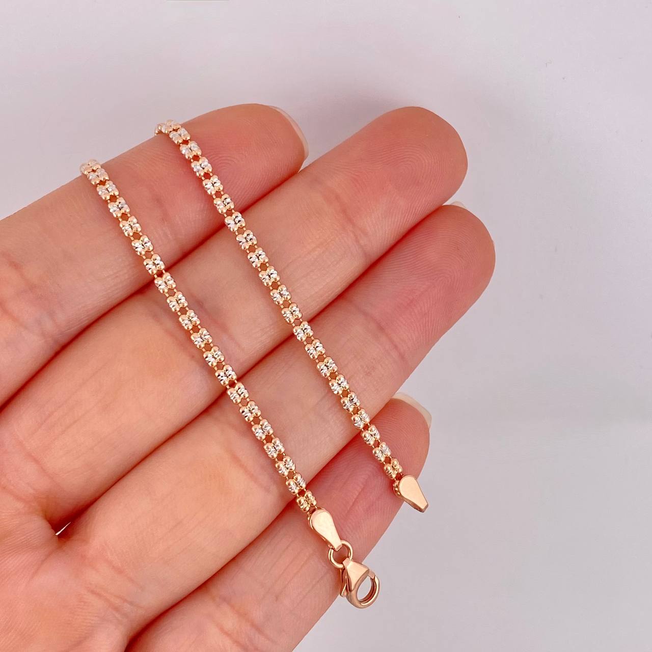 Ice Chain 8.1g / 24 in / 2.4mm Two White Pink Gold 18K