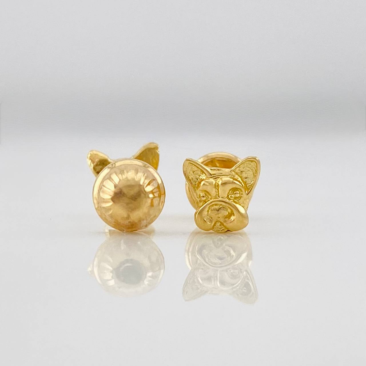 Stud Earrings Dog Face 0.95g / in / 5.8mm Yellow Gold 18K