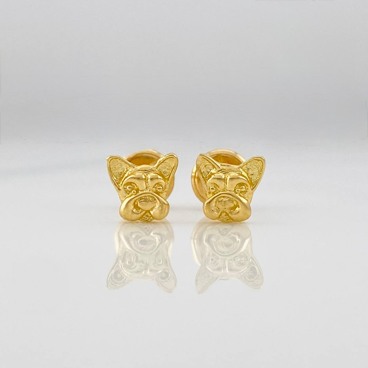 Stud Earrings Dog Face 0.95g / in / 5.8mm Yellow Gold 18K
