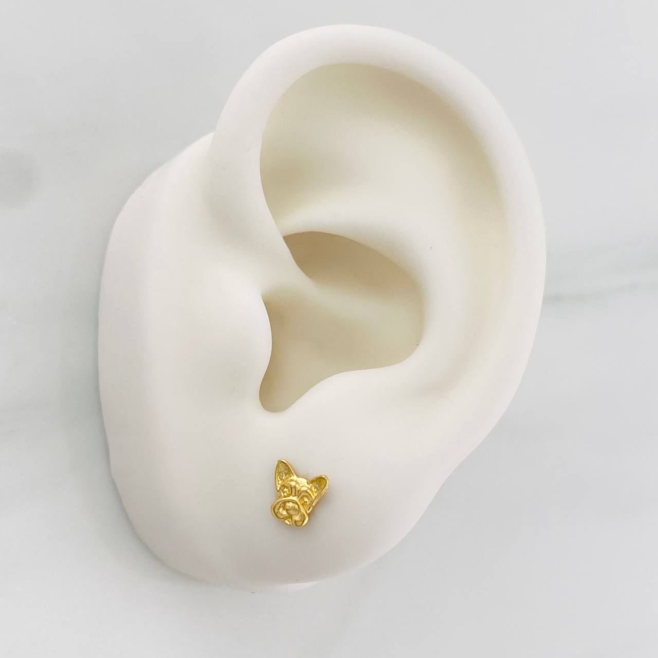 Stud Earrings Dog Face 0.95g / in / 5.8mm Yellow Gold 18K