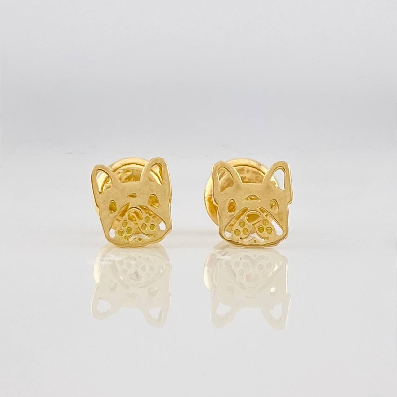 Stud Earrings Dog Face 0.75g / in / 6mm Yellow Gold 18K