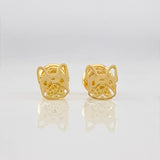 Stud Earrings Dog Face 0.75g / in / 6mm Yellow Gold 18K