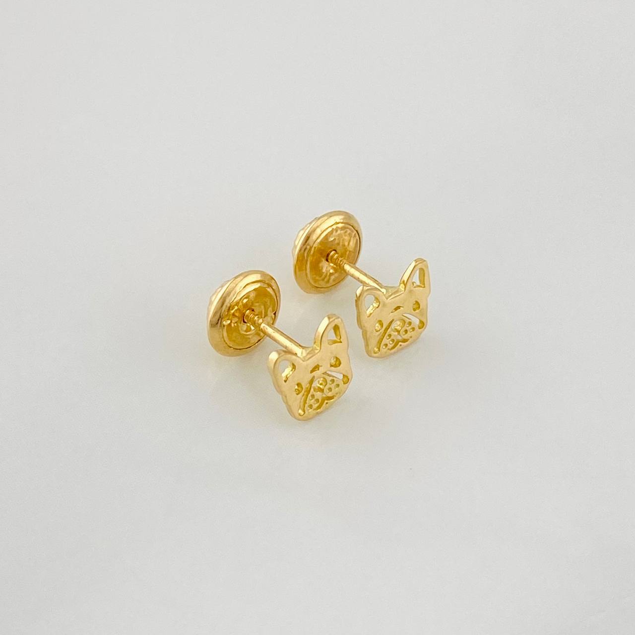 Stud Earrings Dog Face 0.75g / in / 6mm Yellow Gold 18K