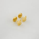 Stud Earrings Dog Face 0.75g / in / 6mm Yellow Gold 18K