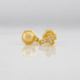 Stud Earrings Cross 0.75g / in / 7mm Yellow Gold 18K