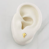 Stud Earrings Cross Christ 0.7g / in / 6.3mm Yellow Gold 18K