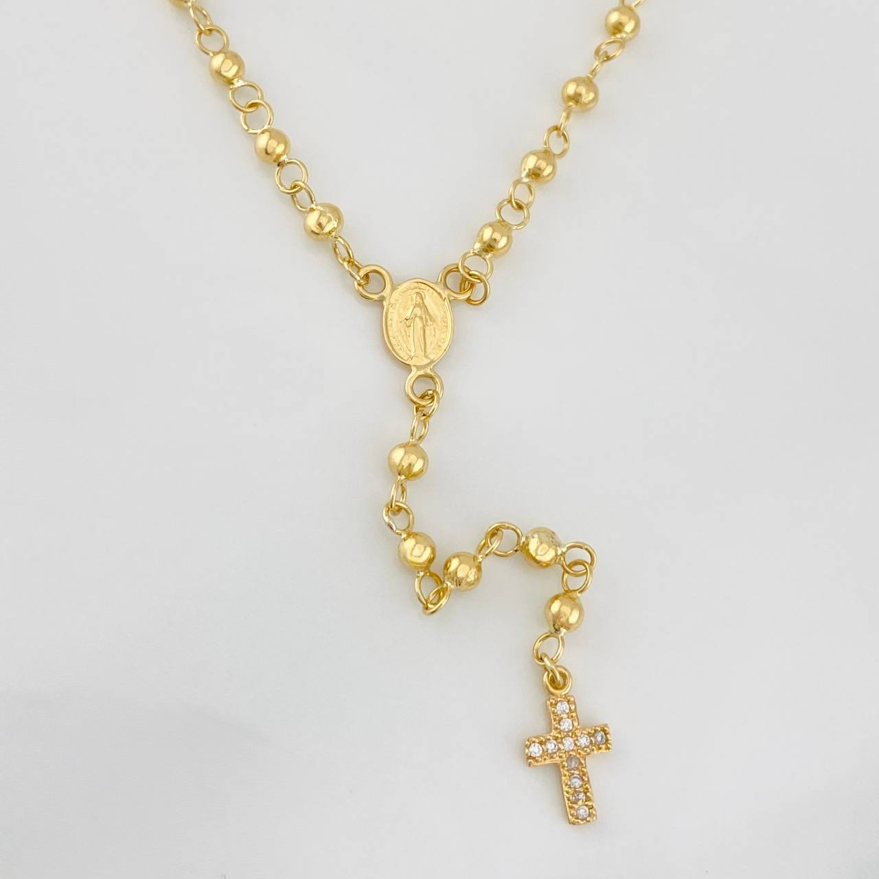 Rosary Miraculous Virgin Cross 7.5g / 18 in / 4mm-3mm Yellow Gold 18K