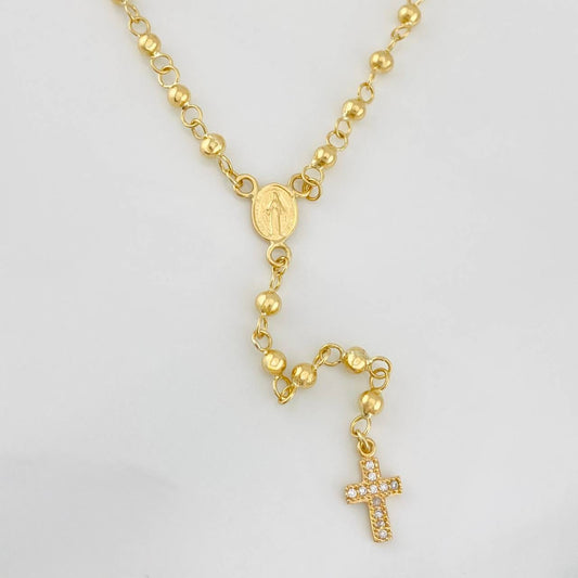 Rosary Miraculous Virgin Cross 7.5g / 18 in / 4mm-3mm Yellow Gold 18K