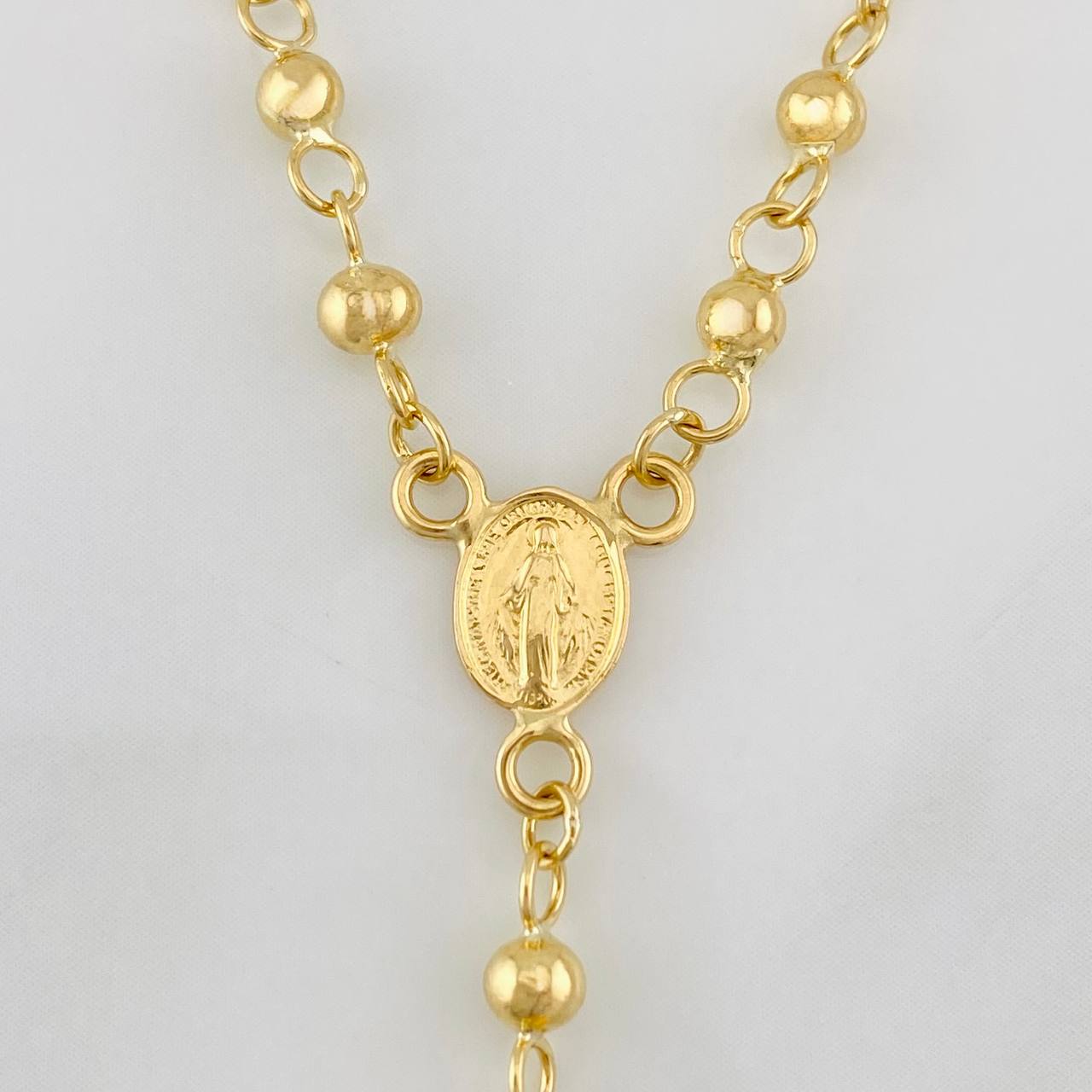 Rosary Miraculous Virgin Cross 7.5g / 18 in / 4mm-3mm Yellow Gold 18K