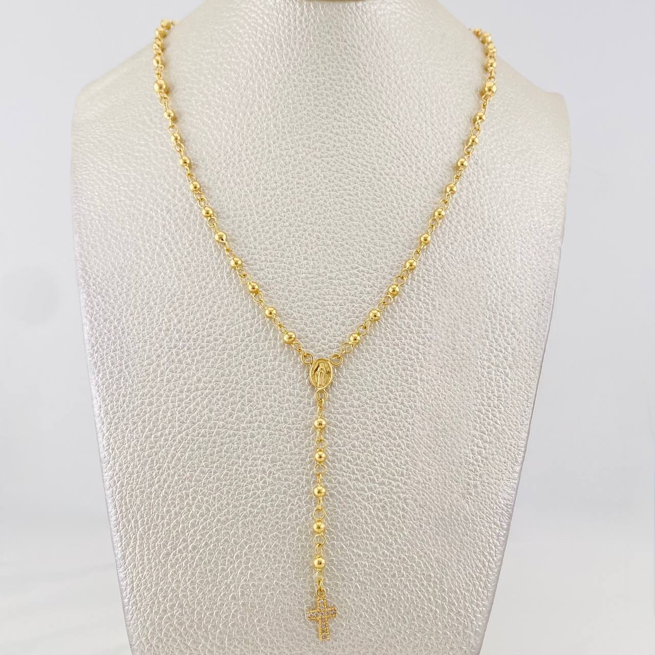 Rosary Miraculous Virgin Cross 7.5g / 18 in / 4mm-3mm Yellow Gold 18K