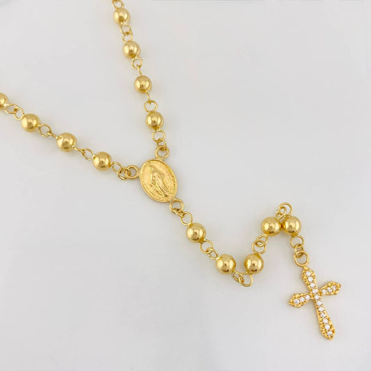 Rosary Miraculous Virgin Cross 10.8g / 20 in / 5mm-4mm Yellow Gold 18K
