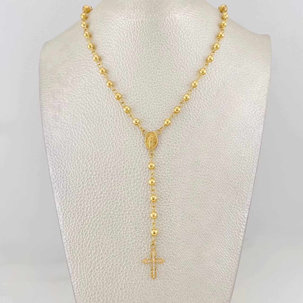 Rosario Virgen Milagrosa Cruz 10.8g / 20 in / 5mm-4mm Oro Amarillo 18K