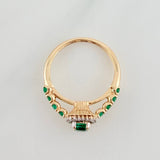 Rectangle Emeralds Ring 66 pts Diamonds 0.09 pts 3.25gr / T5 3/4 / Two Yellow White Golds 18K %