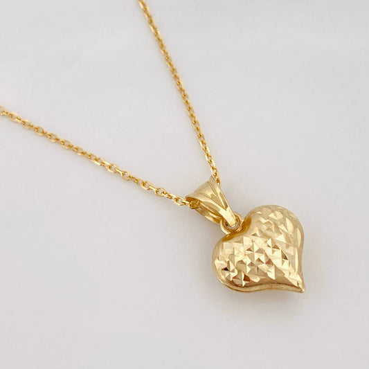 Set Cadena Aro Seguido + Dije Corazon / 1.9g / 18 in Oro Amarillo 18K