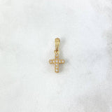 Dije Cruz Doble Faz 0.9gr / 1.8cm / Circones Blancos Fucsia Oro Amarillo 18K