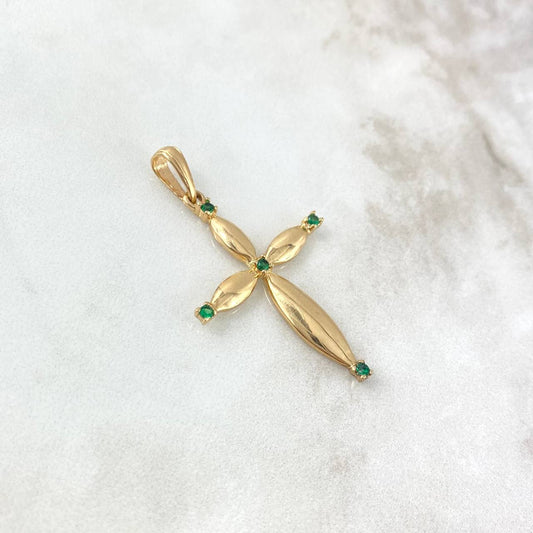 Dije Cruz Florenciada 3.7gr / 4.6cm / Circones Verdes Oro Amarillo