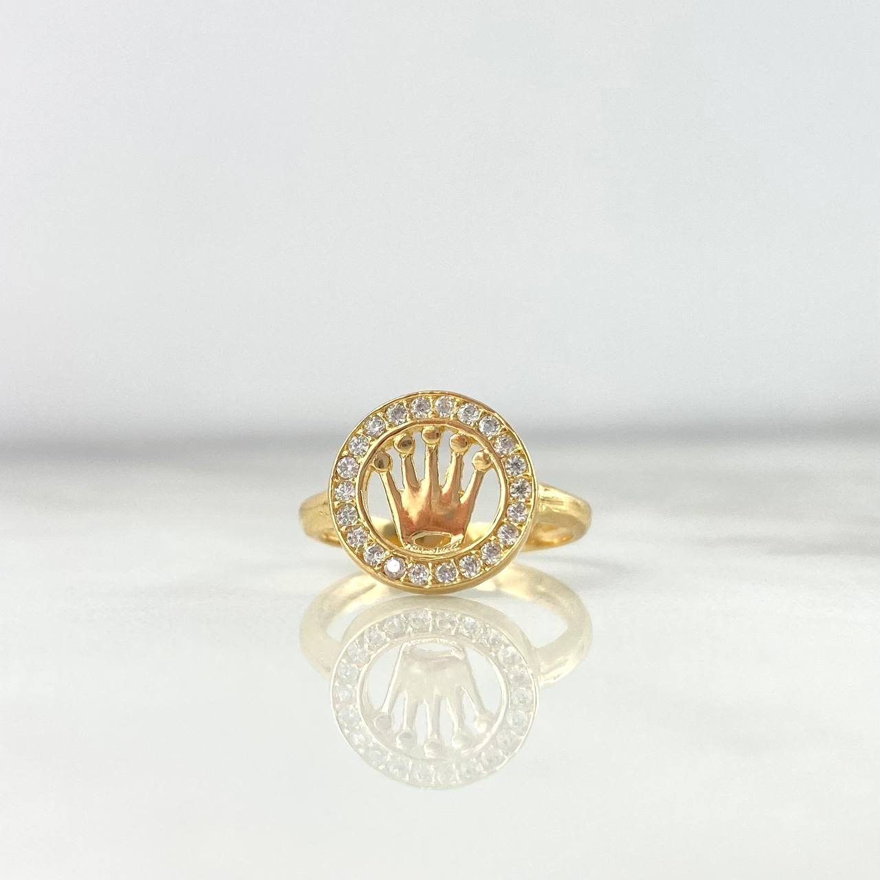 Ring Circle Crown RX 2.6gr / T4 1/2 / White Zircons Yellow Gold