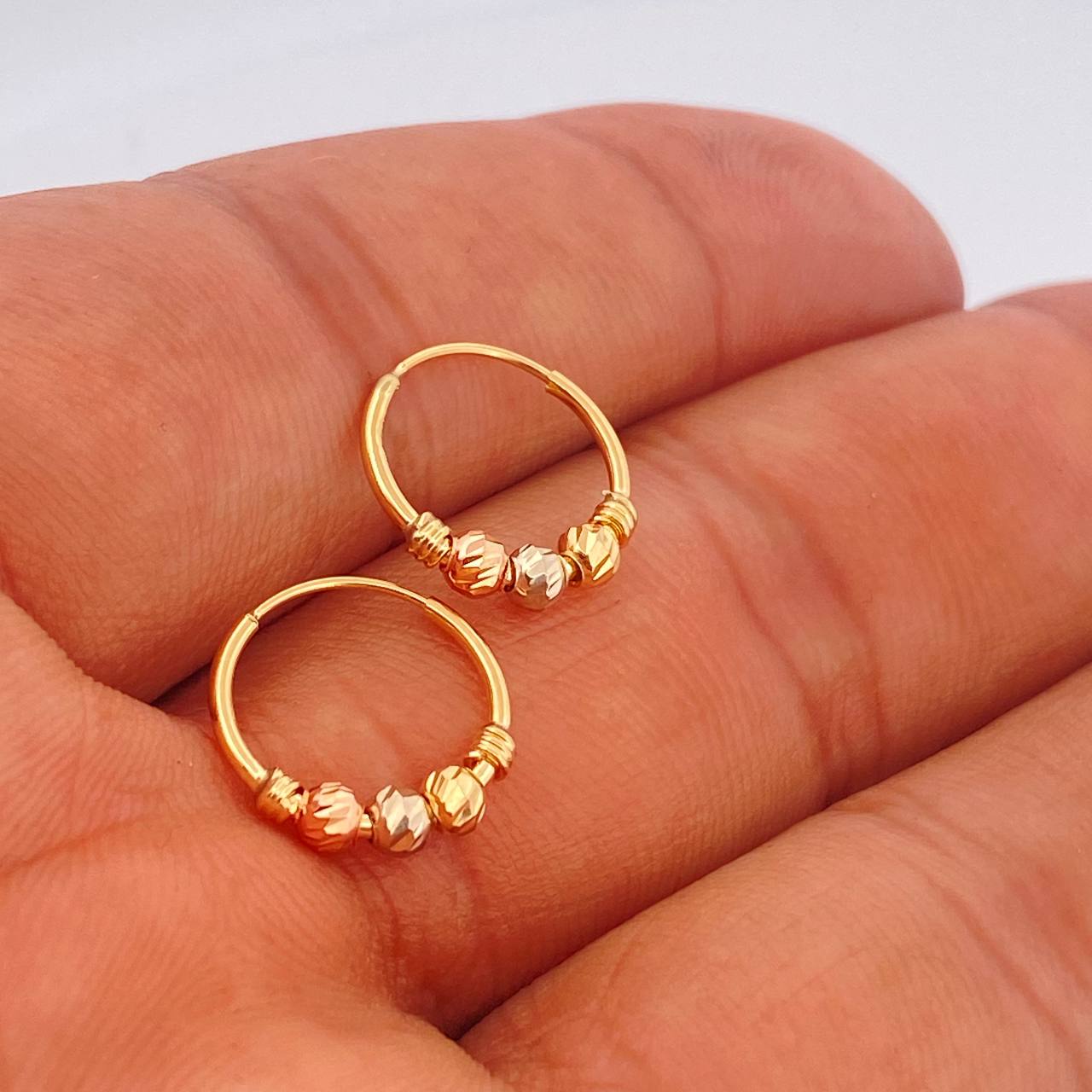 Candongas Trio 0.95gr / 1/2 in / Tres Oros 18K %
