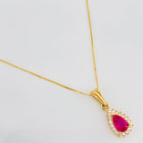 Set Venetian Chain + Halo Drop Pendant / 1.8g / 20 in Tre 18K Gold