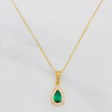 Set Venetian Chain + Halo Drop Pendant / 2.15g / 20 in 18K Yellow Gold