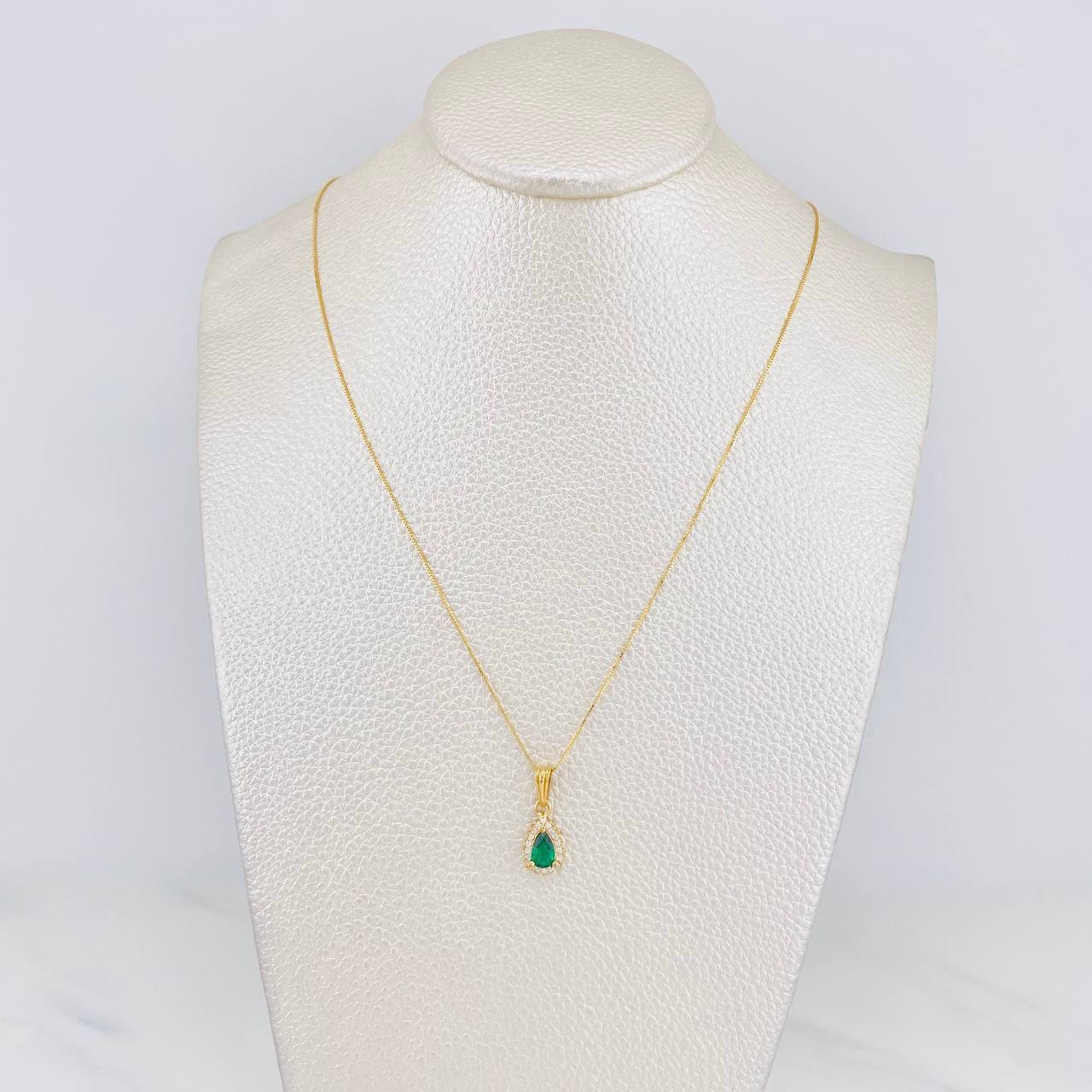 Set Venetian Chain + Halo Drop Pendant / 2.15g / 20 in 18K Yellow Gold