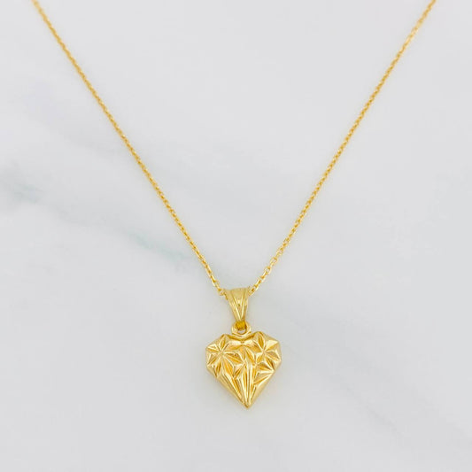 Set Cadena Aro Seguido + Dije Corazon / 2.05g / 18 in Oro Amarillo 18K