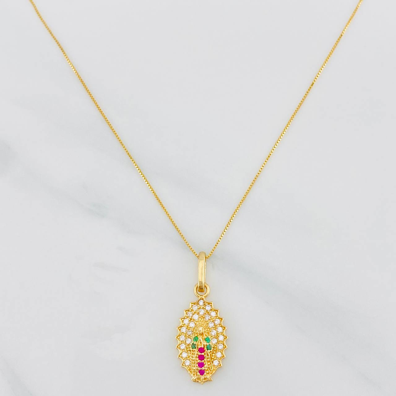 Venetian Chain Set + Virgin of Guadalupe Pendant / 2.55g / 20 in 18K Yellow Gold