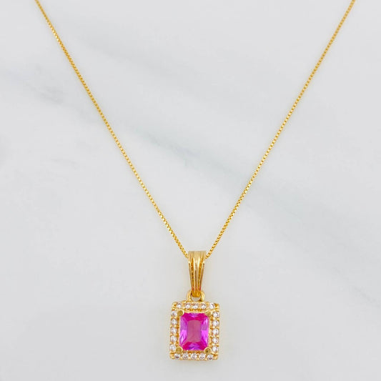 Set Cadena Veneciana + Dije Halo Cuadrado / 2.45g / 20 in Oro Amarillo 18K