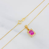 Venetian Chain Set + Square Halo Pendant / 2.45g / 20 in 18K Yellow Gold