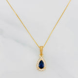 Set Venetian Chain + Halo Drop Pendant / 2.15g / 20 in Yellow Gold 18K